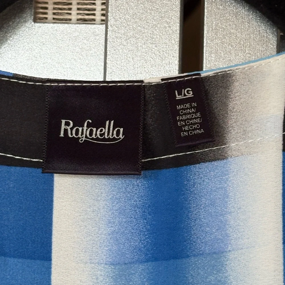 Rafaella Blue and White 3/4 Sleeve Tunic with Mandarin Collar - Picture 4 of 8